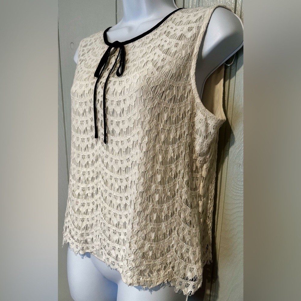 Vince Camuto Cream and Black Lace Top - Picture 3 of 6